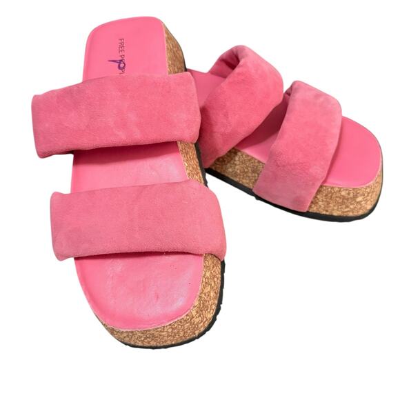 FREE‎ PEOPLE Fairmount Flared Sandals Pink Women 6.5 Boho Velvet - Picture 1 of 9